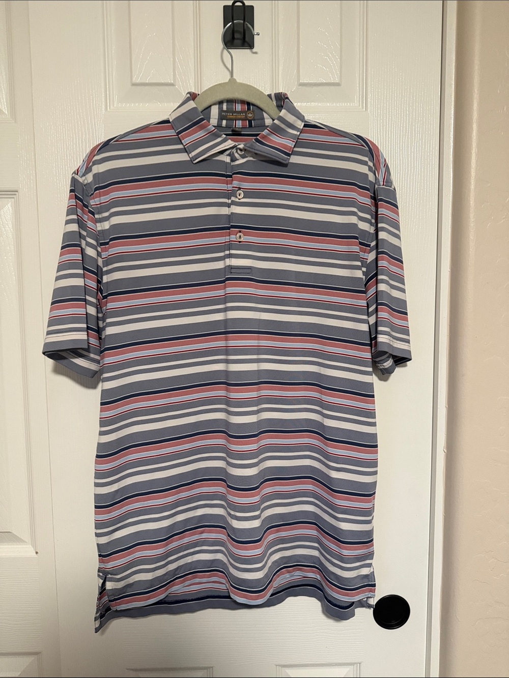 Peter Millar Polo Shirt - Grey, Navy & Red
